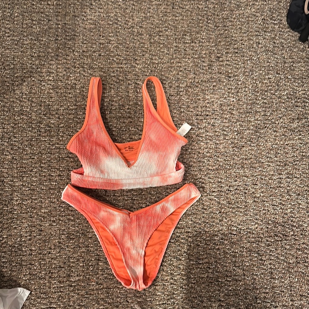 Aerie Orange and White Bikini Set